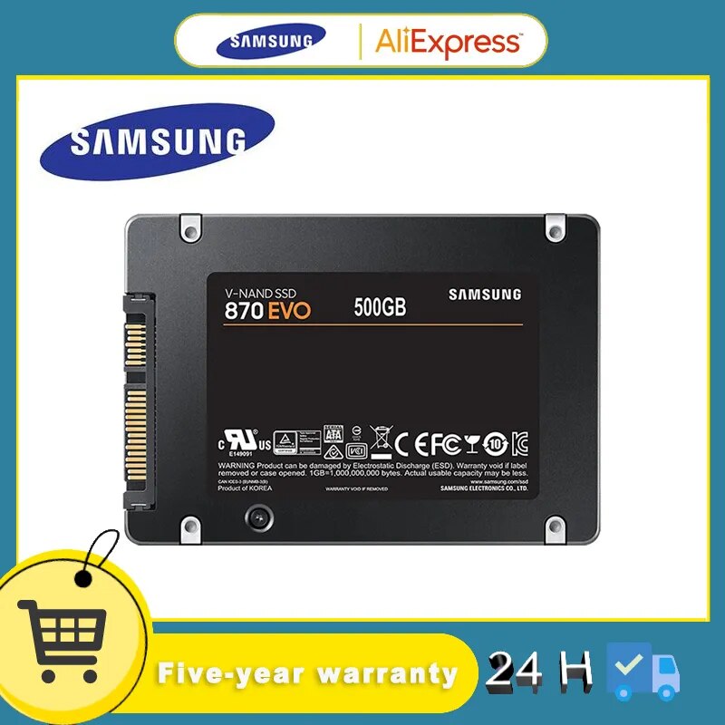 삼성 2.5 인치 SATAIII SSD 870 Evo 내장 솔리드 스테이트 드라이브, 노트북 또는 데스크탑용 스토리지 디스크, 1TB, 500GB, 250GB, 2TB, 4TB